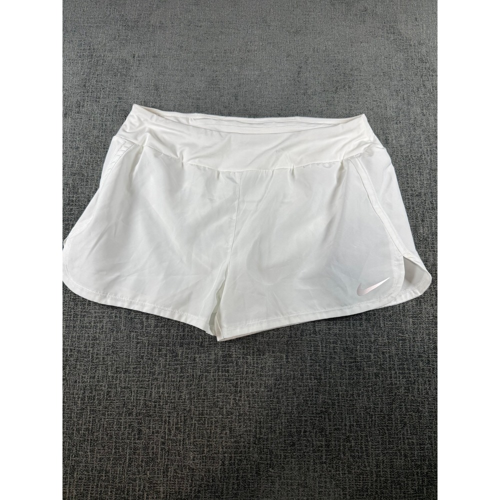 Nike Dri-FIT Women White Running Shorts Standard Fit Size L NWT